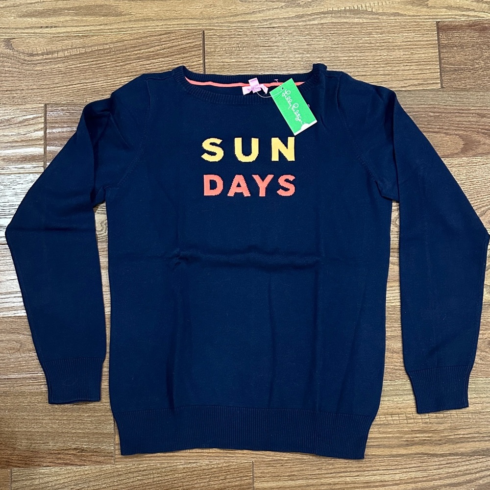 Lilly Pulitzer Navy Blue 'SUN DAYS' Marielle Sweater XL